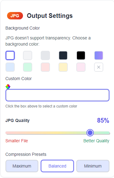PNG to JPG Converter 5 Adjust settings step